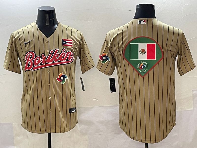 Men Puerto Rico Blank Brown Stripe Joint Name 2025 Nike MLB Jersey style 16